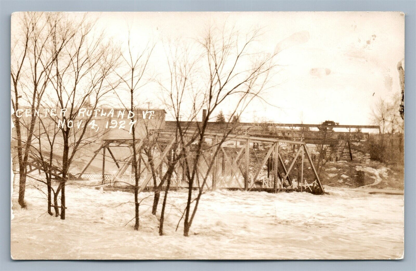 CENTER RUTLAND VT 1924 HIGH WATER ANTIQUE REAL PHOTO POSTCARD RPPC