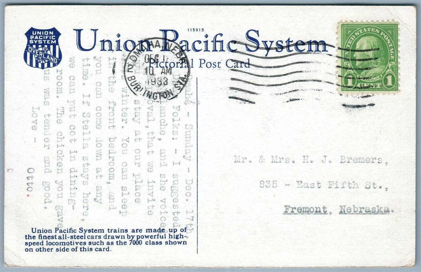 UNION PACIFIC SYSTEM LIMITED TRAIN in ECHO CANYON UTAH ANTIQUE 1933 PC railroad