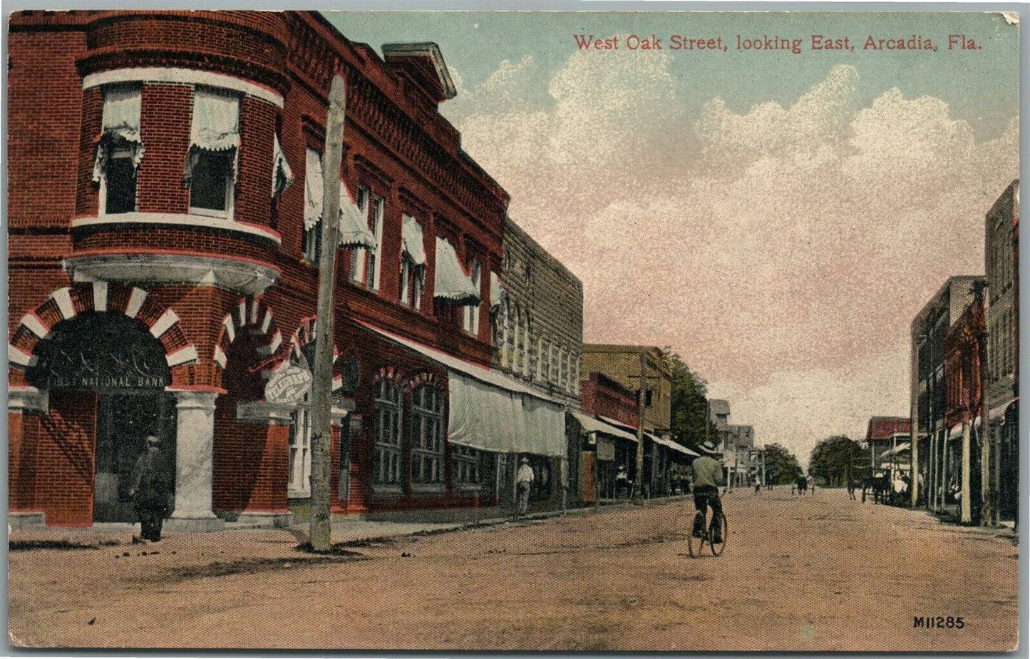 ARCADIA FL WEST OAK STREET ANTIQUE POSTCARD