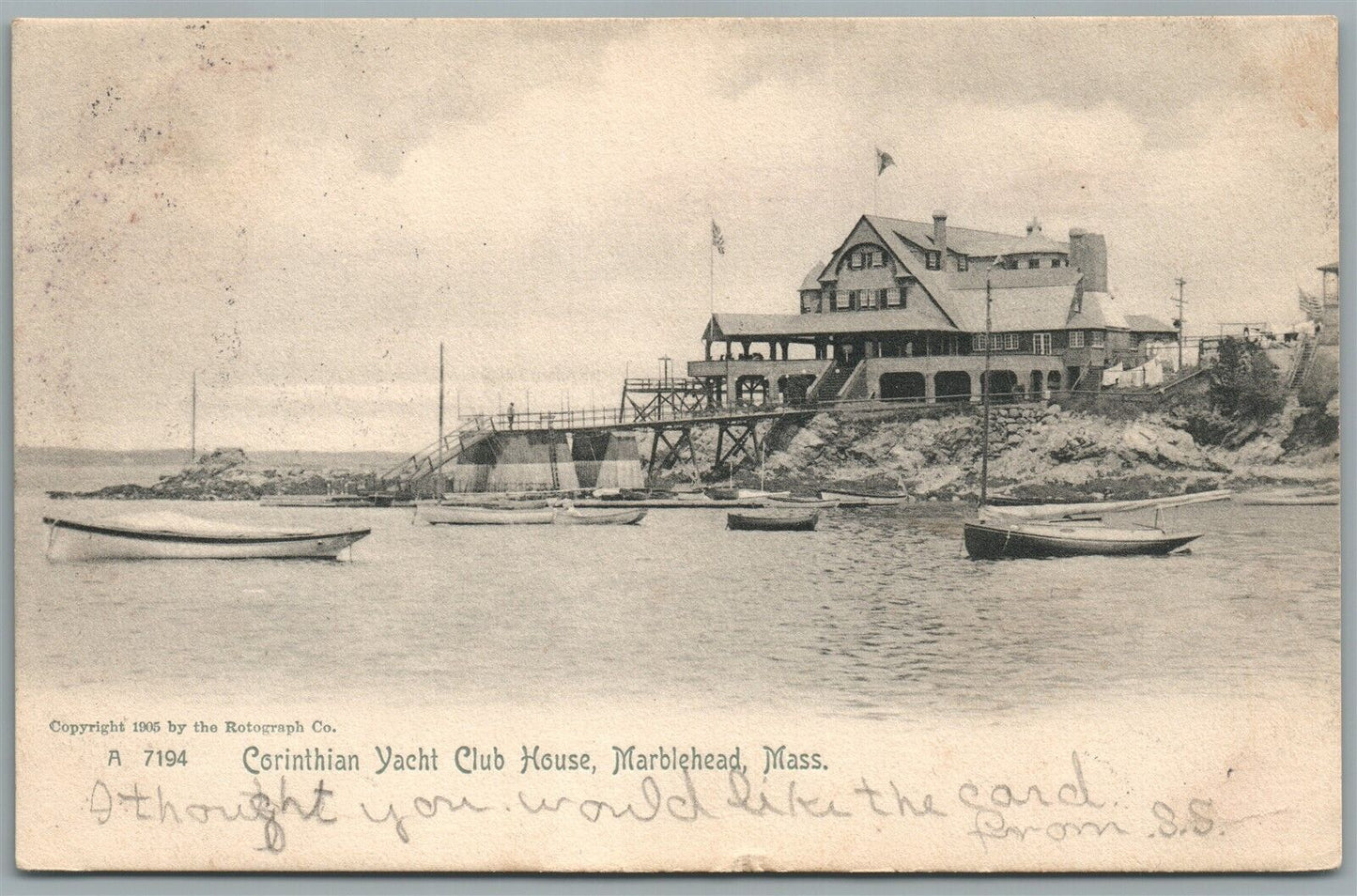 MARBLEHEAD MA CORINTHIAN YACHT CLUB HOUSE ANTIQUE POSTCARD