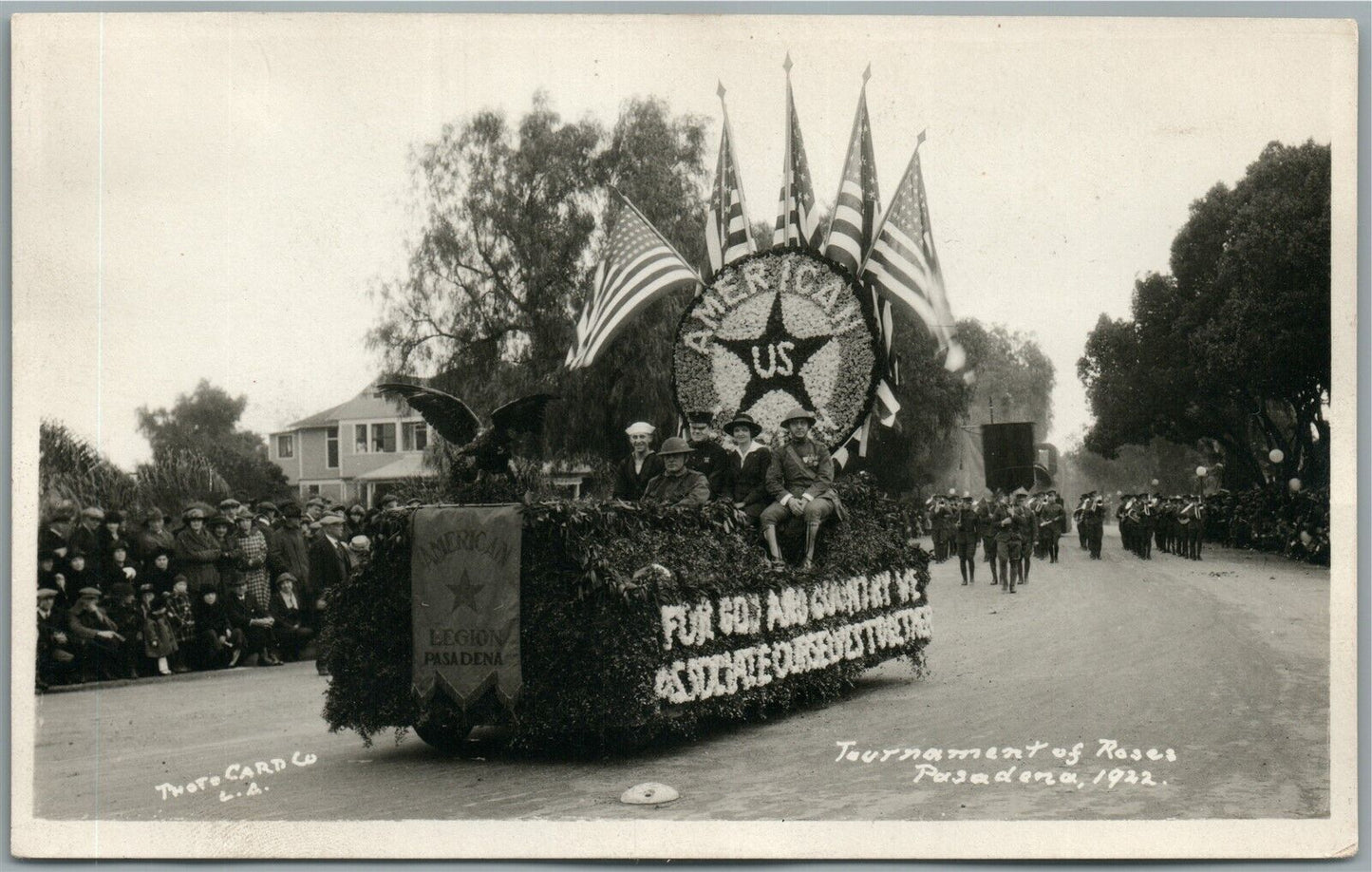 PASADENA CA TOURNAMENT of ROSES AMERICAN LEGION ANTIQUE REAL PHOTO POSTCARD RPPC
