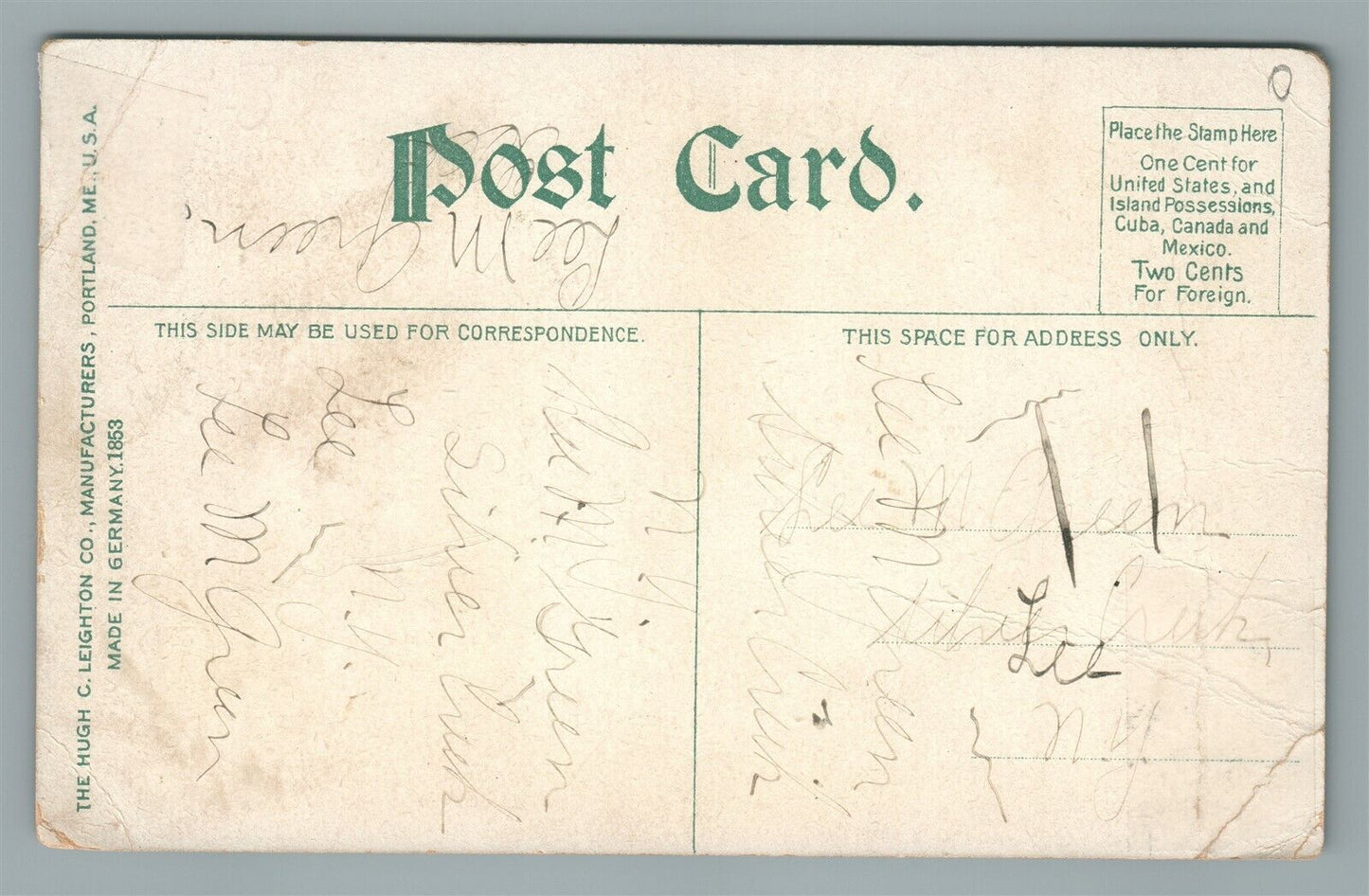 WESTFIELD NY IRON'S MUSIC STORE ADVERTISING ANTIQUE POSTCARD