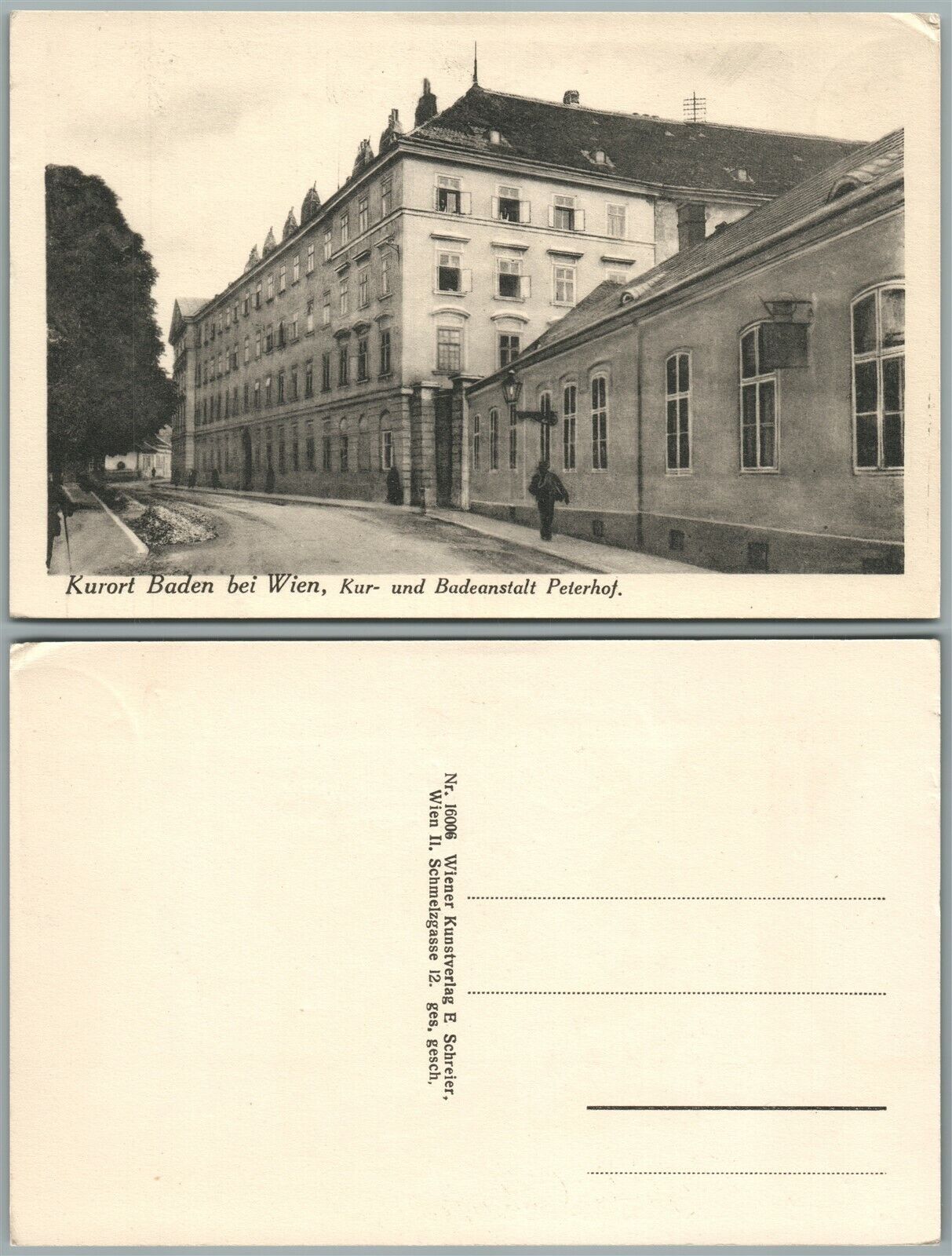 KURORT BADEN BEI WIEN KUR-UND BADEANSTALT PETERHOF AUSTRIA ANTIQUE POSTCARD