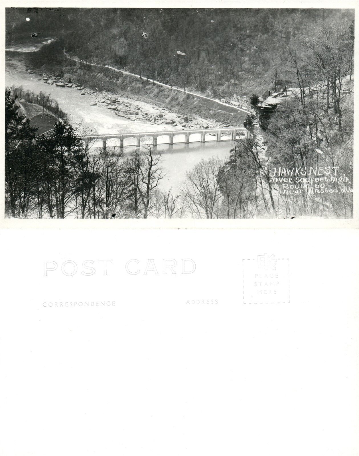 ANSTED W.VA ROUTE 60 HAWKS NEST ANTIQUE REAL PHOTO POSTCARD RPPC