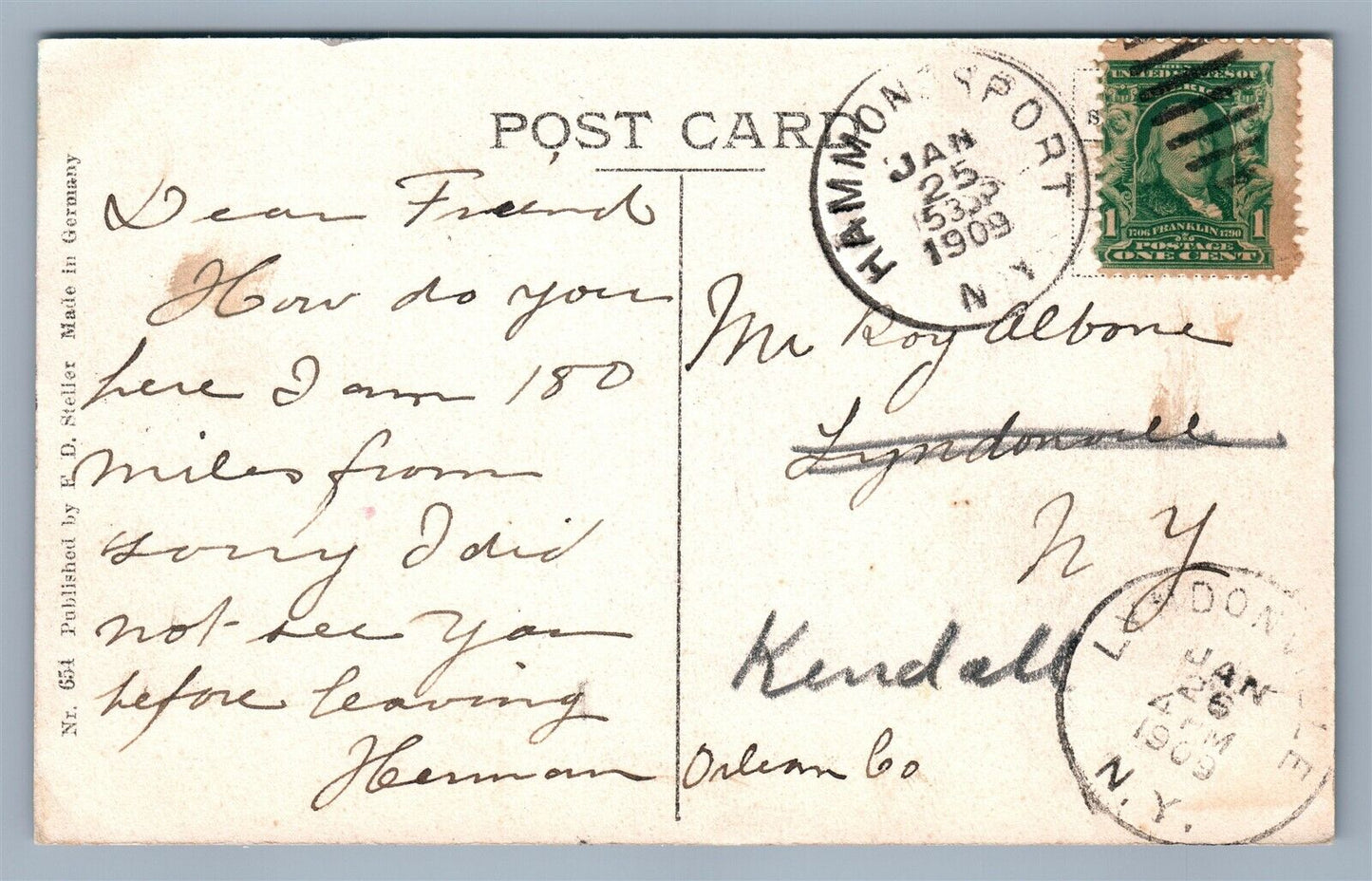 HAMMONDSPORT NY HIGH SCHOOL ANTIQUE POSTCARD