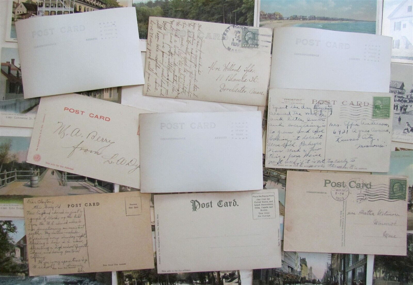 MASSACHUSETTS lot of 47 MA ANTIQUE POSTCARDS