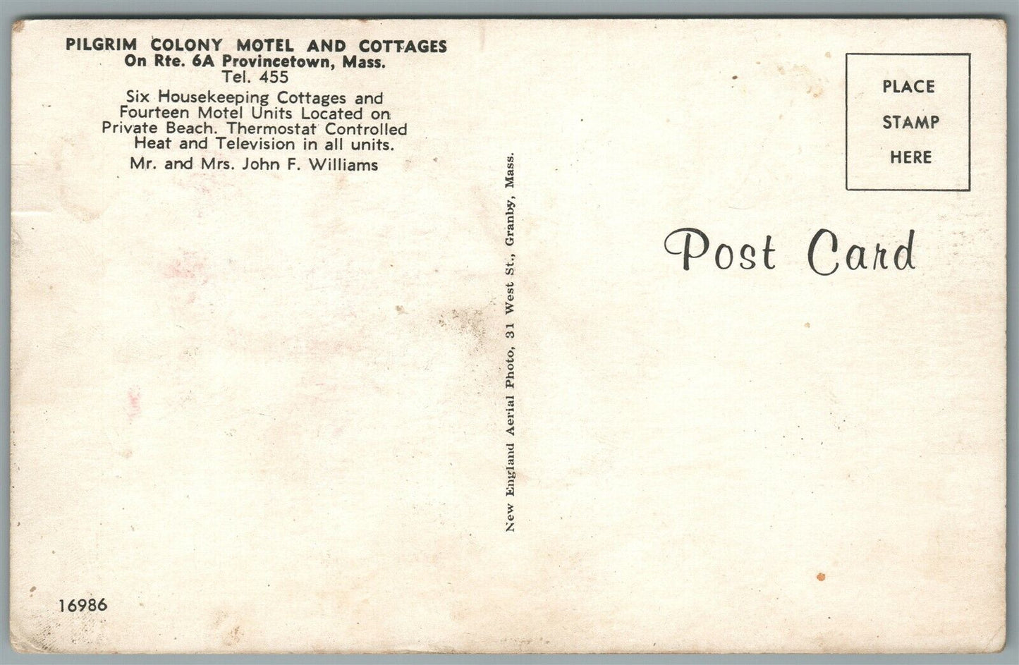 PROVINCETOWN MA PILGRIM COLONY MOTEL AND COTTAGES ANTIQUE POSTCARD