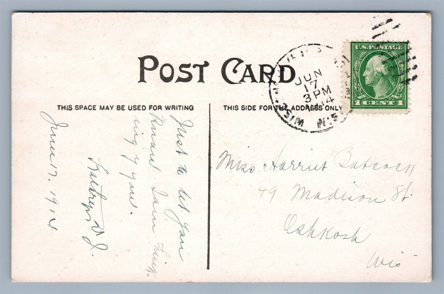 WAUPACA WI HOSPITAL AT WISCONSIN VETERAN'S HOME 1914 ANTIQUE POSTCARD