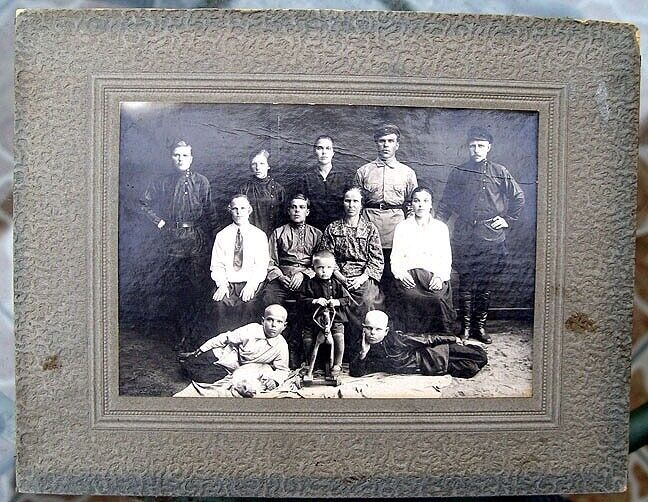1920s RUSSIAN SOVIET GROUP PHOTO KIDS w/ TOY HORSE