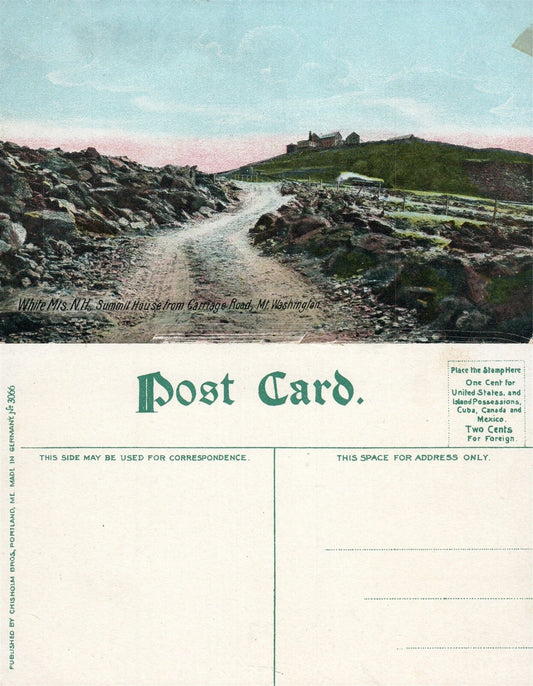 WHITE MTS. N.H. SUMMIT HOUSE FROM CARRIAGE RD MT.WASHINGTON ANTIQUE POSTCARD