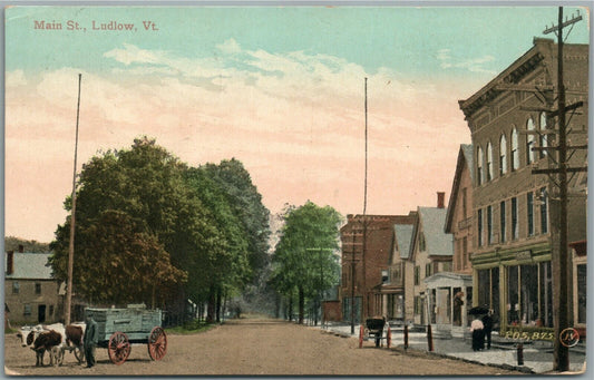 LUDLOW VT MAIN STREET ANTIQUE POSTCARD