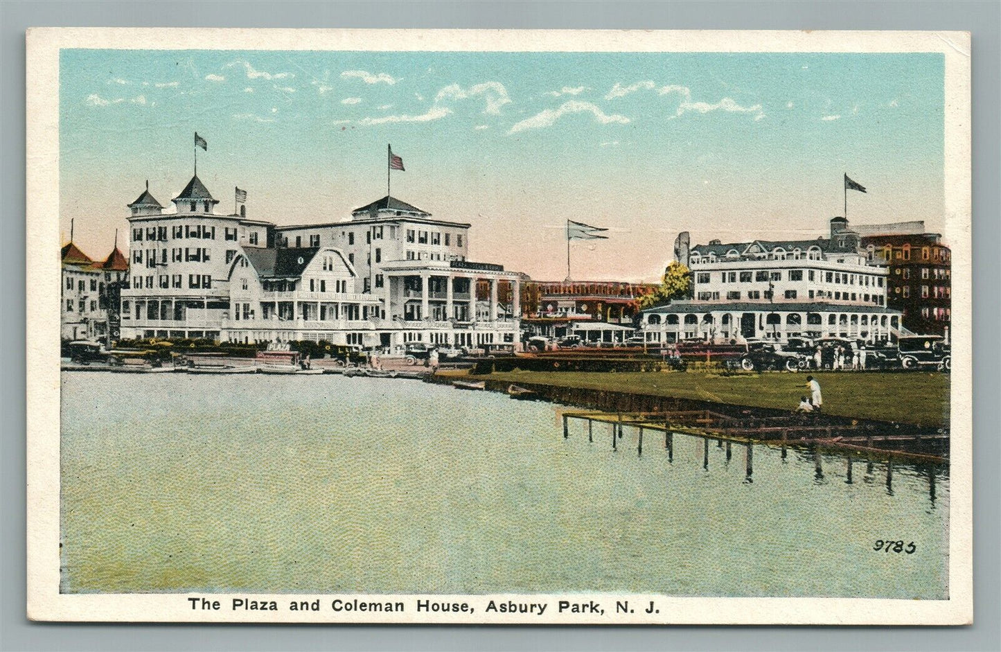 ASBURY PARK NJ PLAZA & COLEMAN HOUSE ANTIQUE POSTCARD