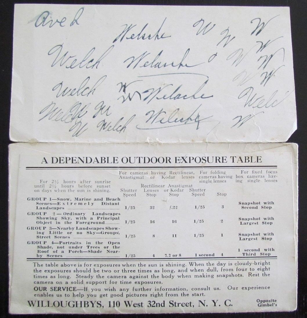 WILLOUGHBY N.Y. WEST 32nd STREET ANTIQUE FOLDING PHOTOGRAPHIC TABLE - CHART