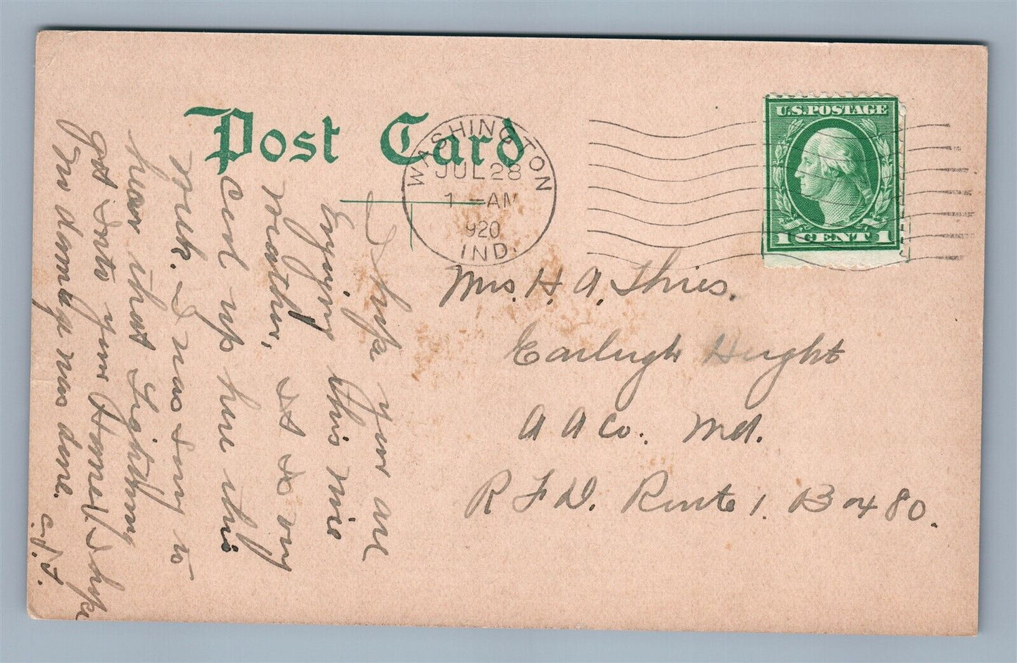 WASHINGTON IN HIGH SCHOOL ANTIQUE POSTCARD