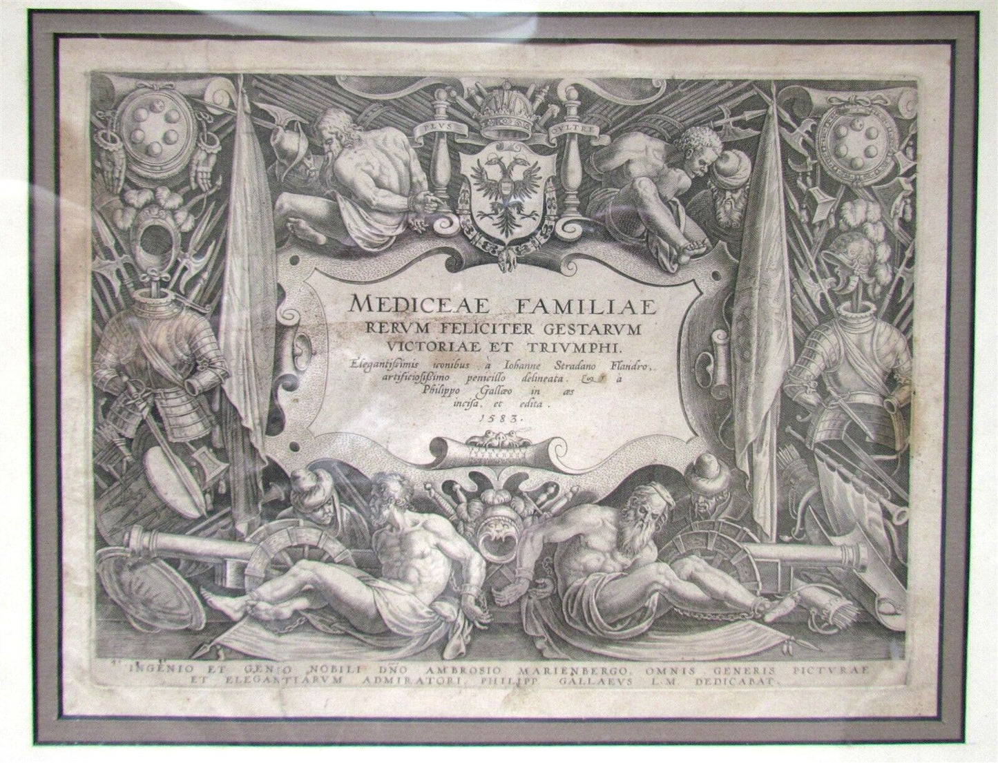 1583 TITLE PAGE MEDICI FAMILY DESIGNS antique MEDICEAE FAMILIAE RERUM FELICITER