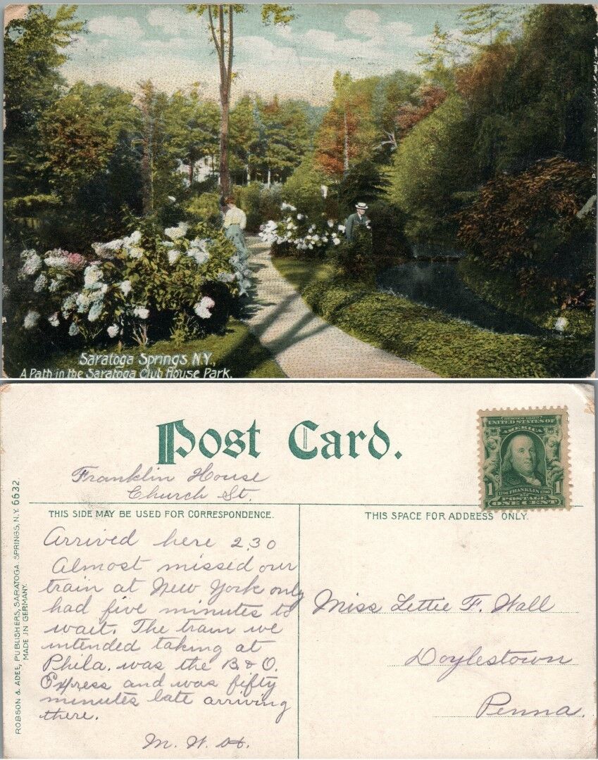 ANTIQUE POSTCARD - SARATOGA SPRINGS N.Y. CLUB HOUSE PARK