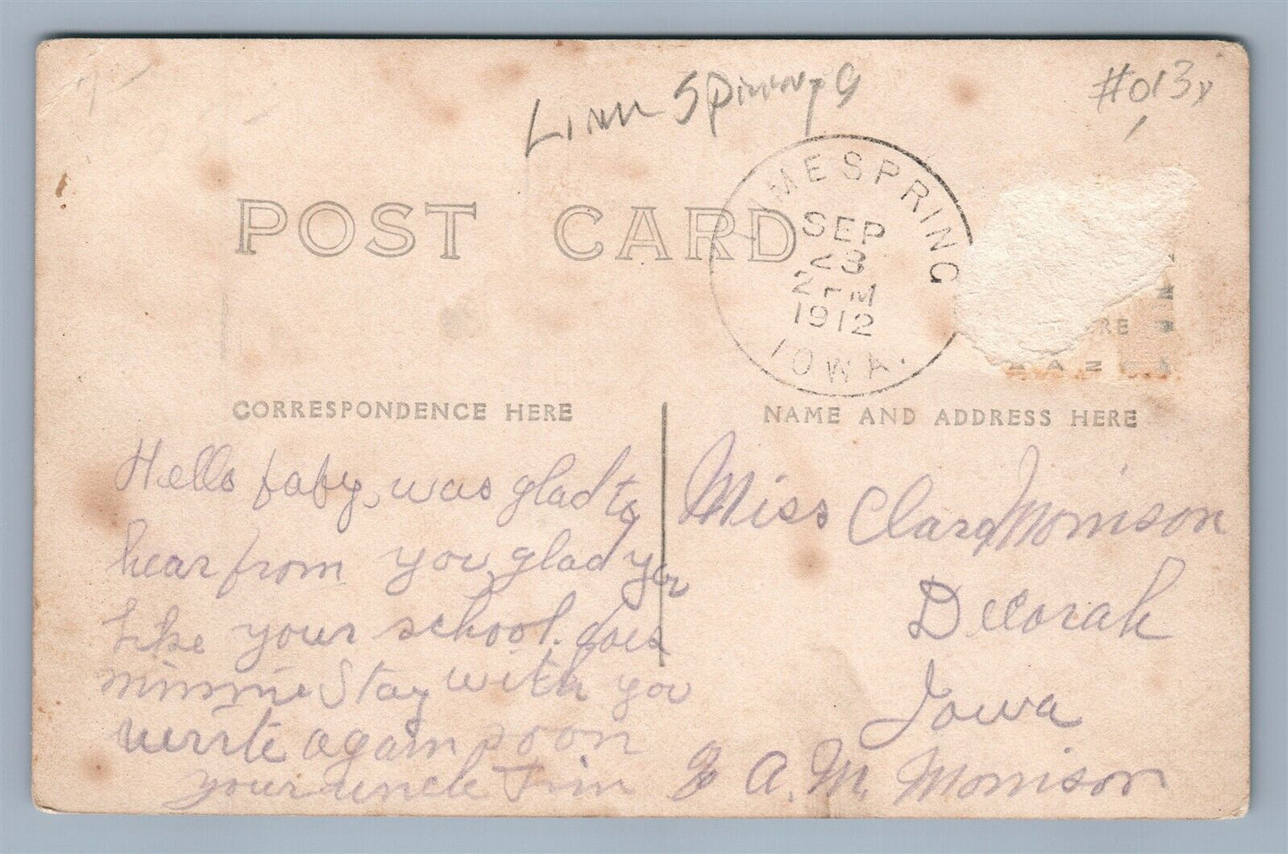 LIME SPRINGS IA MAIN STREET ANTIQUE REAL PHOTO POSTCARD RPPC