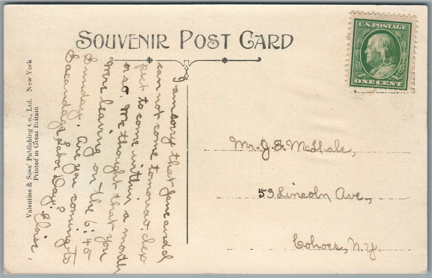 GLOVERSVILLE NY FIRST AND KINGSBOROUGH AVENUE ANTIQUE POSTCARD