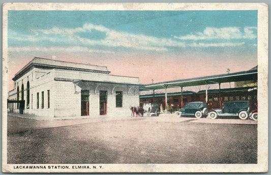 ELMIRA NY RAILROAD STATION RAILWAY TRAIN DEPOT ANTIQUE POSTCARD
