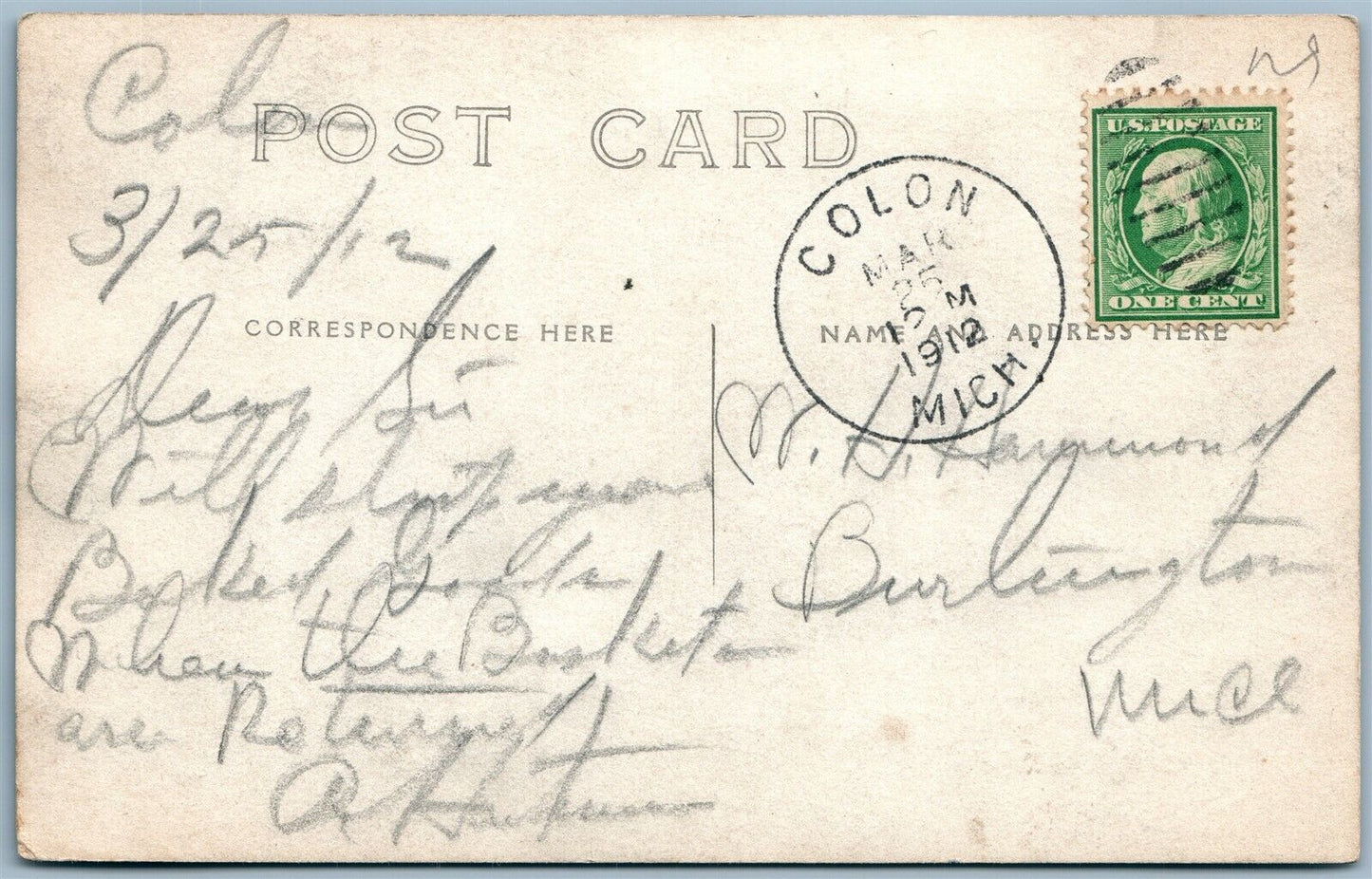 COLON MI WEST SIDE of MAIN STREET ANTIQUE REAL PHOTO POSTCARD RPPC