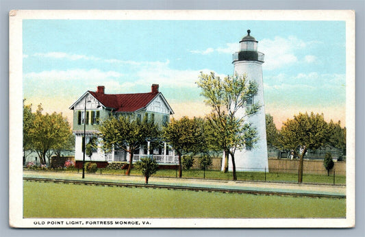 FORTRESS MONROE VA OLD POINT LIGHTHOUSE ANTIQUE POSTCARD