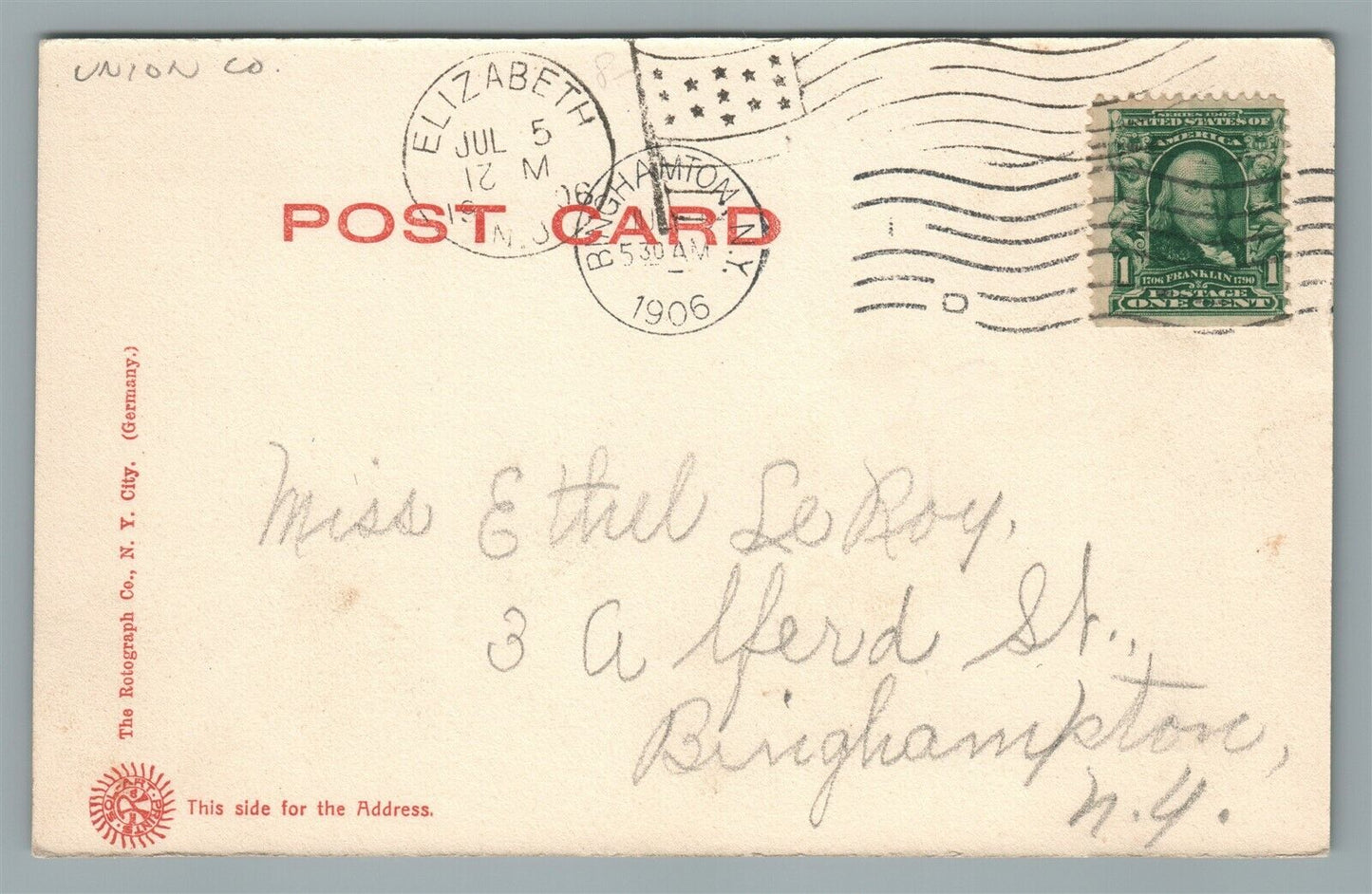 ELIZABETH NJ CHRIST CHURCH ANTIQUE POSTCARD
