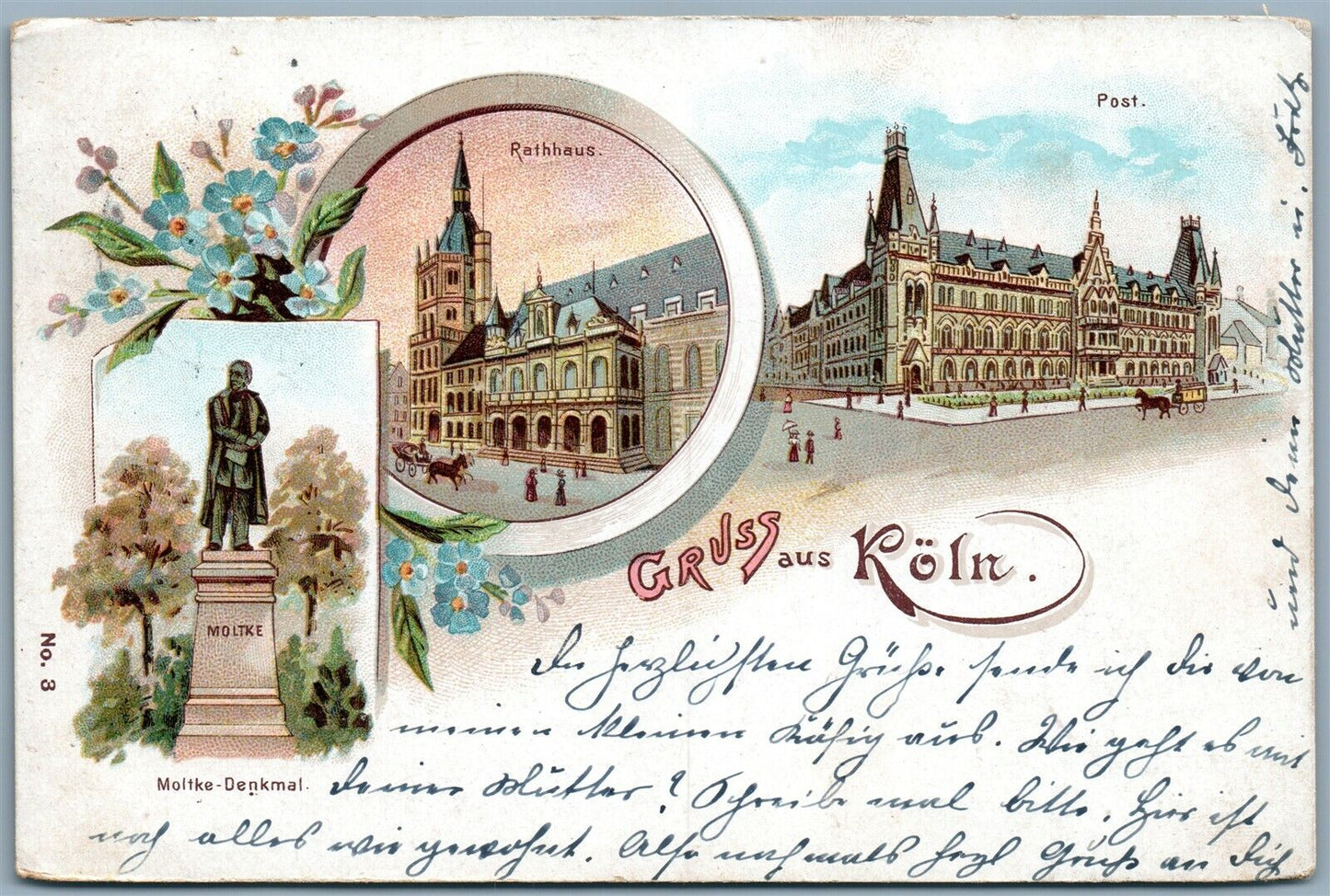 GRUSS AUS KOLN GERMANY UNDIVIDED 1900 ANTIQUE POSTCARD