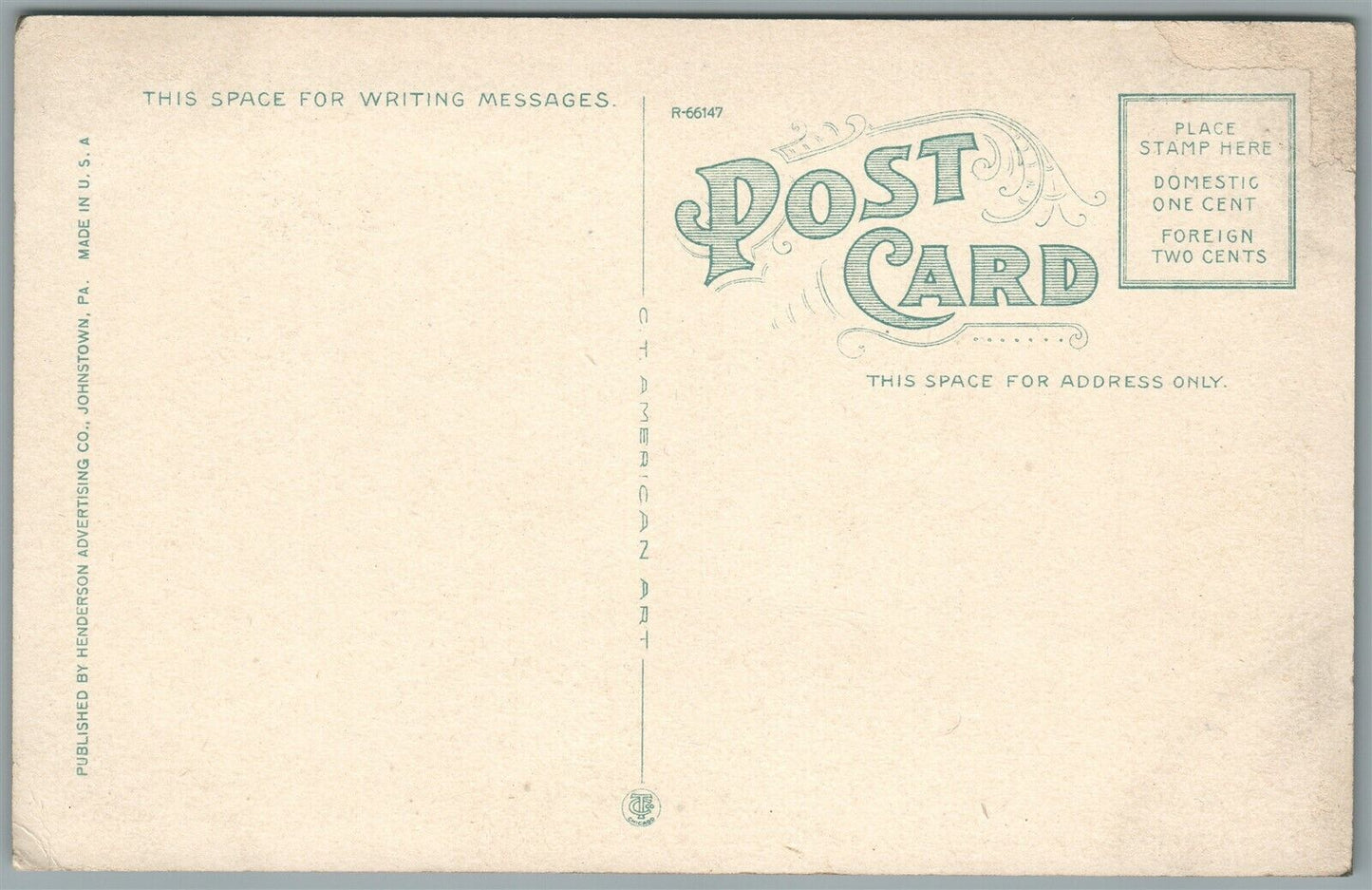 EBENSBURG PA CAMBRIA TITLE SAVINGS & TRUST CO. ANTIQUE POSTCARD