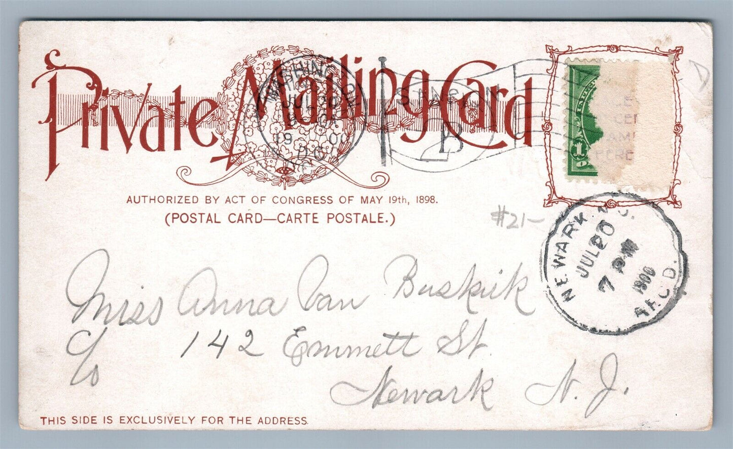 MT.VERNON VA TOMB OF WASHINGTON PRIVATE MAILING CARD ANTIQUE POSTCARD