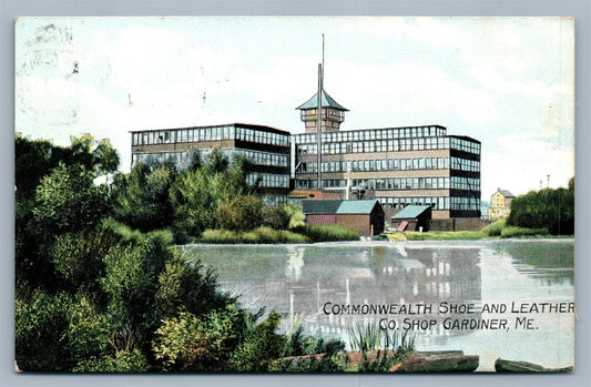 GARDINER ME SHOE & LEATHER CO. SHOP ANTIQUE POSTCARD