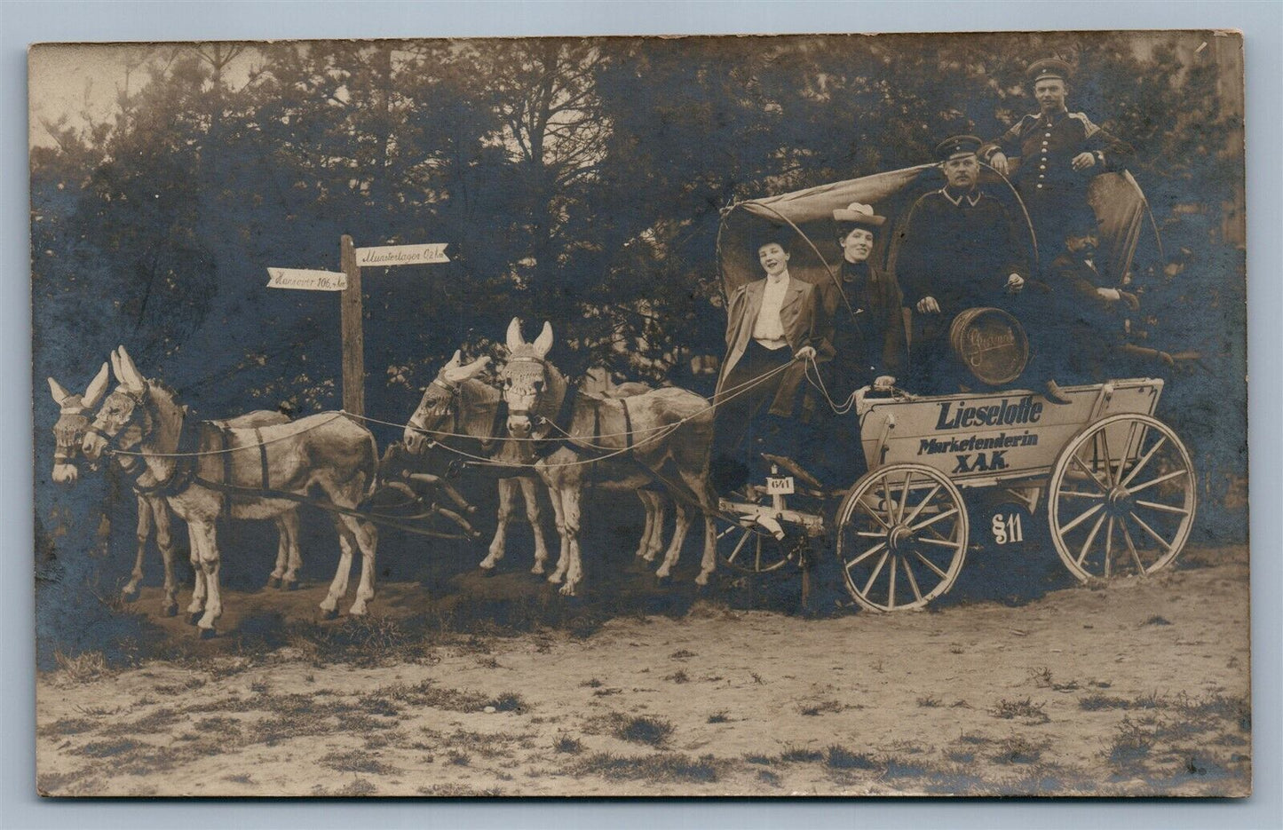GERMAN ADVERTISING MULE CART ANTIQUE REAL PHOTO POSTCARD RPPC