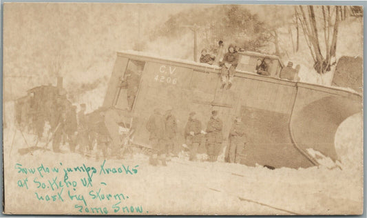 SO.HERO SNOW STORM RAILROAD CAR ANTIQUE REAL PHOTO POSTCARD RPPC