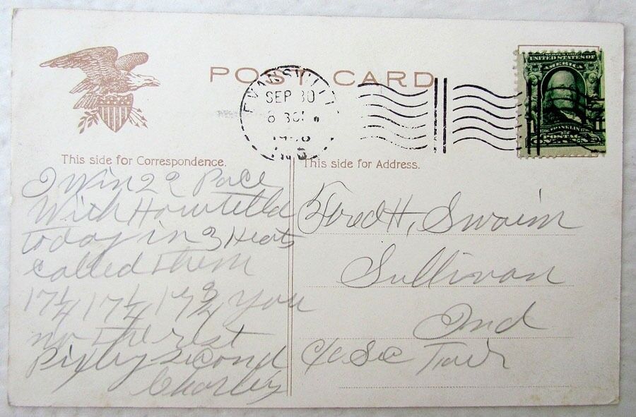 VIEW OF MAIN STREET EVANSVILLE INDIANA 1908 ANTIQUE POSTCARD TROLLEY RAILWAY