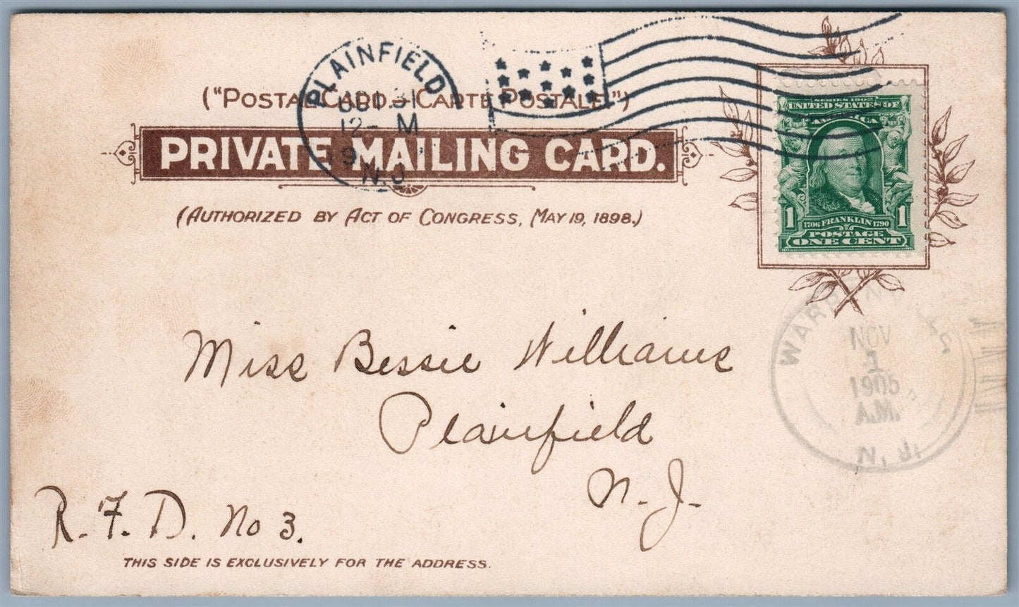 NEW YORK NY DEWEY ARCH BROADWAY FIFTH AVE 1905 PRIVATE MAILING ANTIQUE POSTCARD