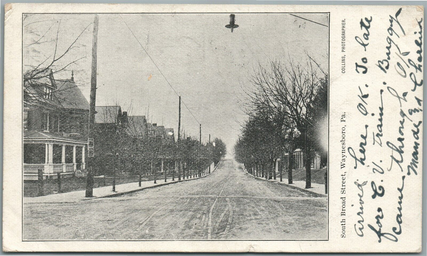 WAYNESBORO PA SOUTH BROAD STREET ANTIQUE POSTCARD