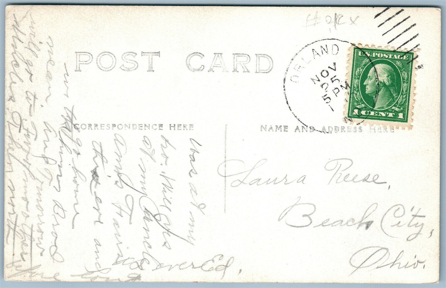 ORLAND IN WAYNE STREET ANTIQUE REAL PHOTO POSTCARD RPPC