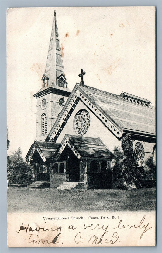 PEACE DALE RI CONGREGATIONAL CHURCH ANTIQUE POSTCARD