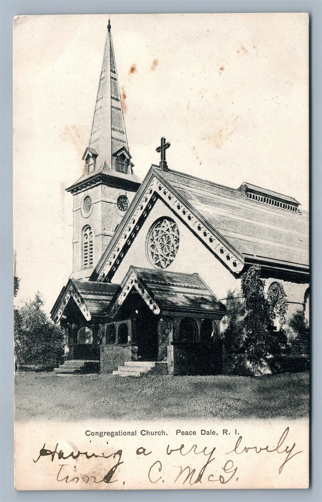 PEACE DALE RI CONGREGATIONAL CHURCH ANTIQUE POSTCARD