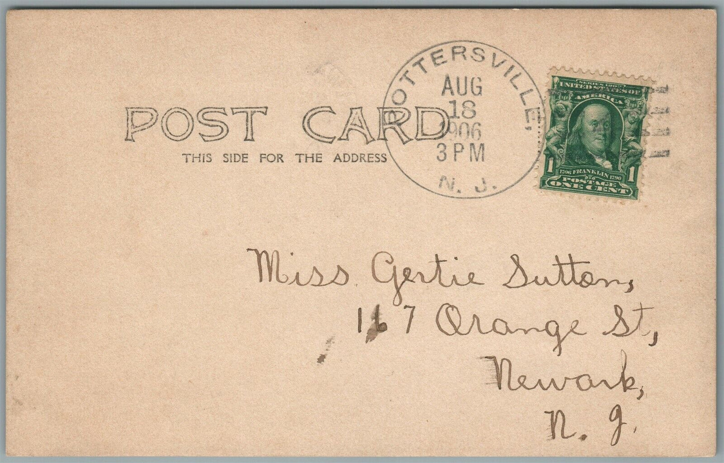 POTTERSVILLE NJ 1906 ANTIQUE REAL PHOTO POSTCARD RPPC