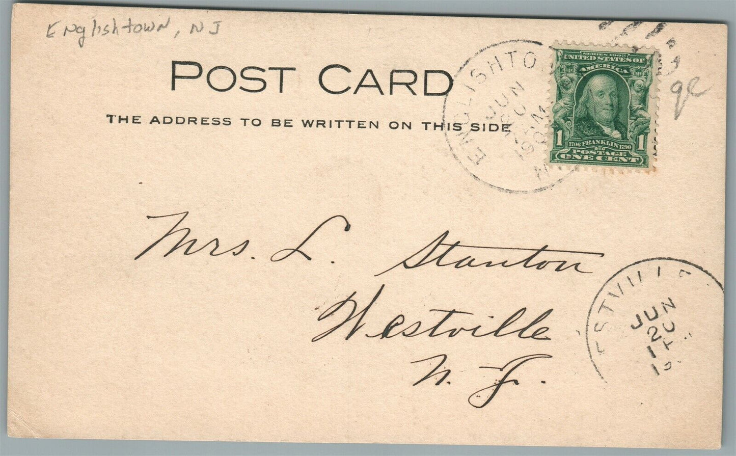 ENGLISHTOWN NJ NORTH MAIN STREET ANTIQUE REAL PHOTO POSTCARD RPPC