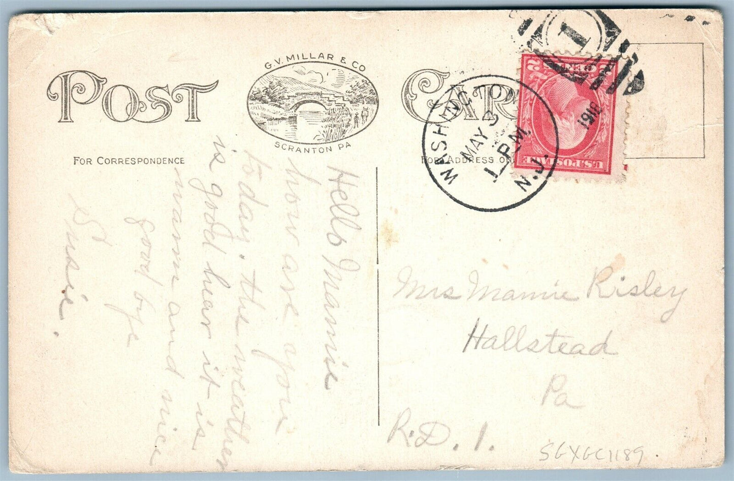 WASHINGTON NJ HOTEL WINDSOR FRONT GARDEN ANTIQUE POSTCARD