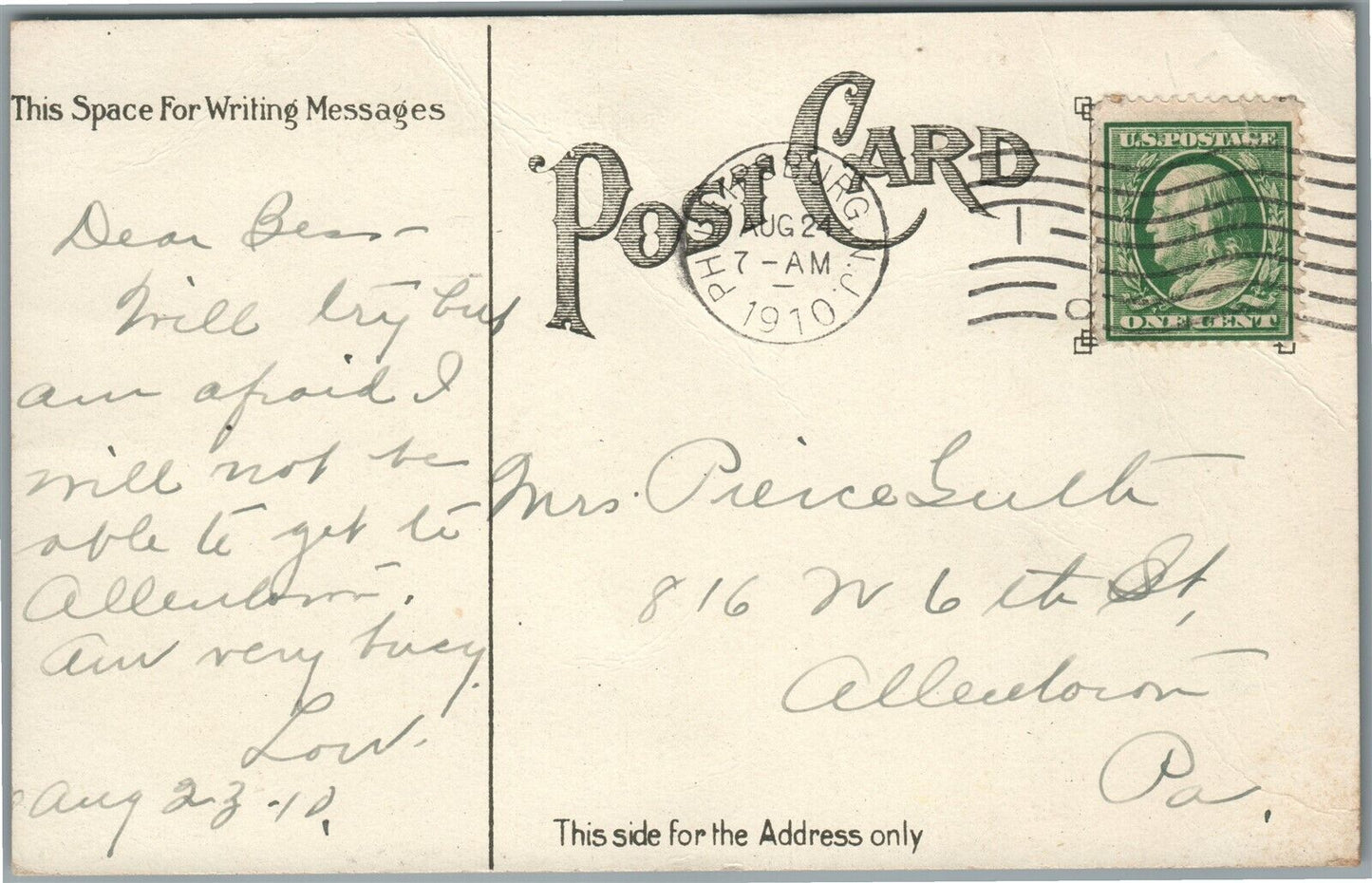 EASTON PA ALONG BUSHKILL CREEK ANTIQUE POSTCARD