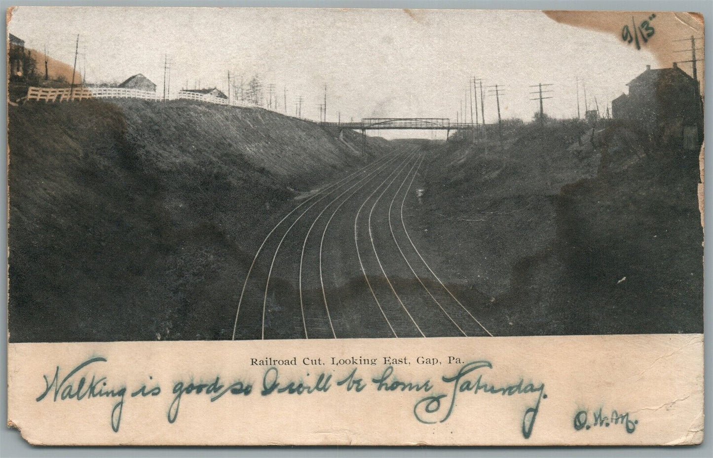 GAP PA RAILROAD CUT ANTIQUE POSTCARD