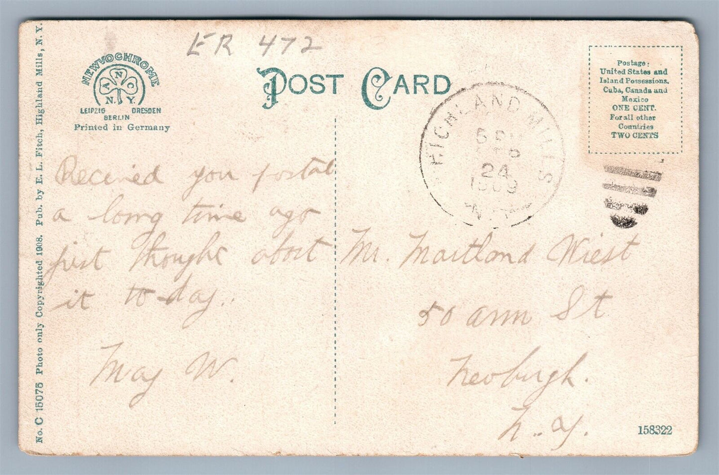 HIGHLAND MILL NY HILLCREST HALL ANTIQUE POSTCARD