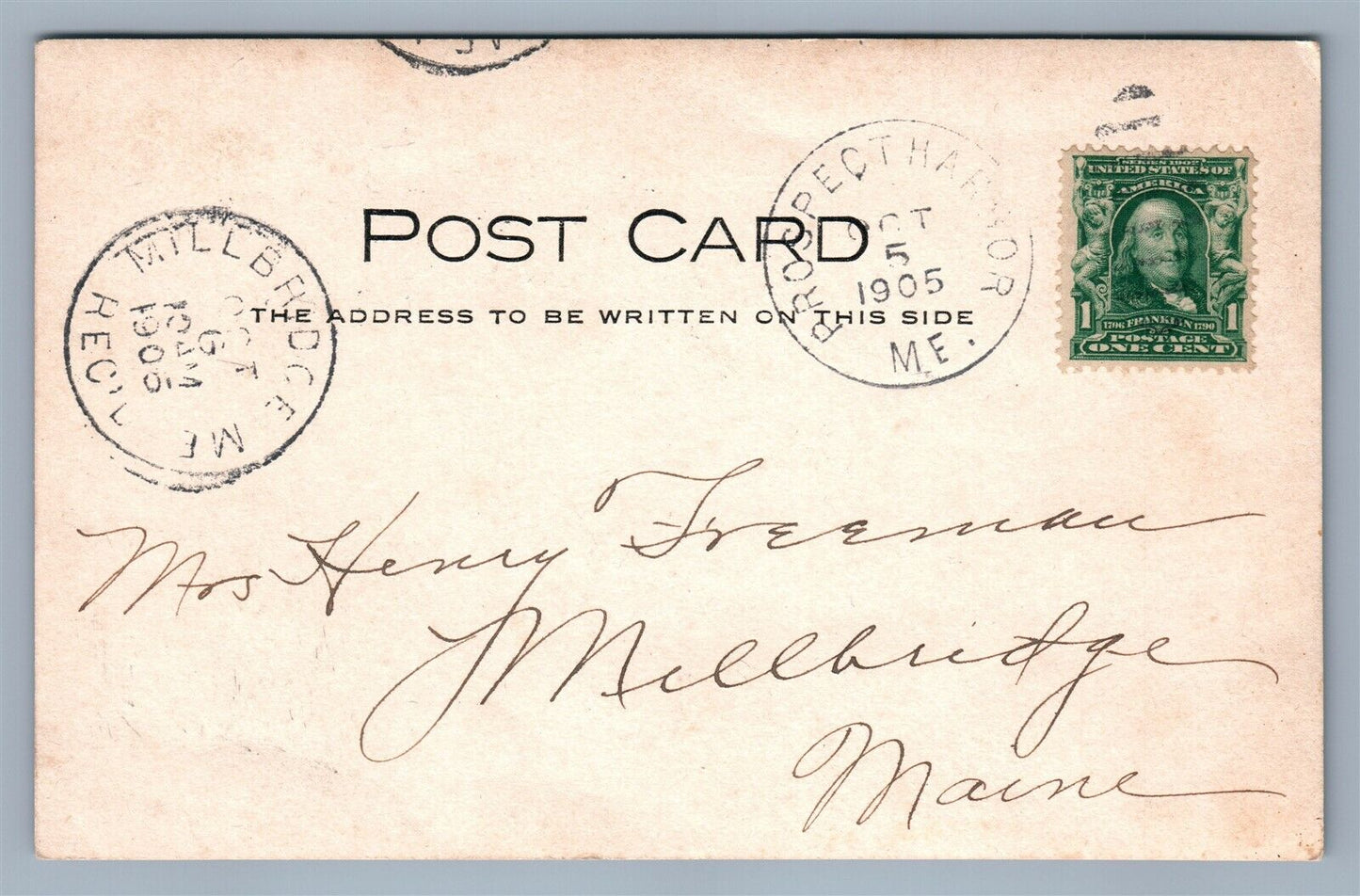 PROSPECT HARBOR ME LIGHTHOUSE 1905 ANTIQUE REAL PHOTO POSTCARD RPPC