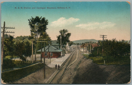 ENFIELD NH RAILROAD STATION RAILWAY TRAIN DEPOT ANTIQUE POSTCARD
