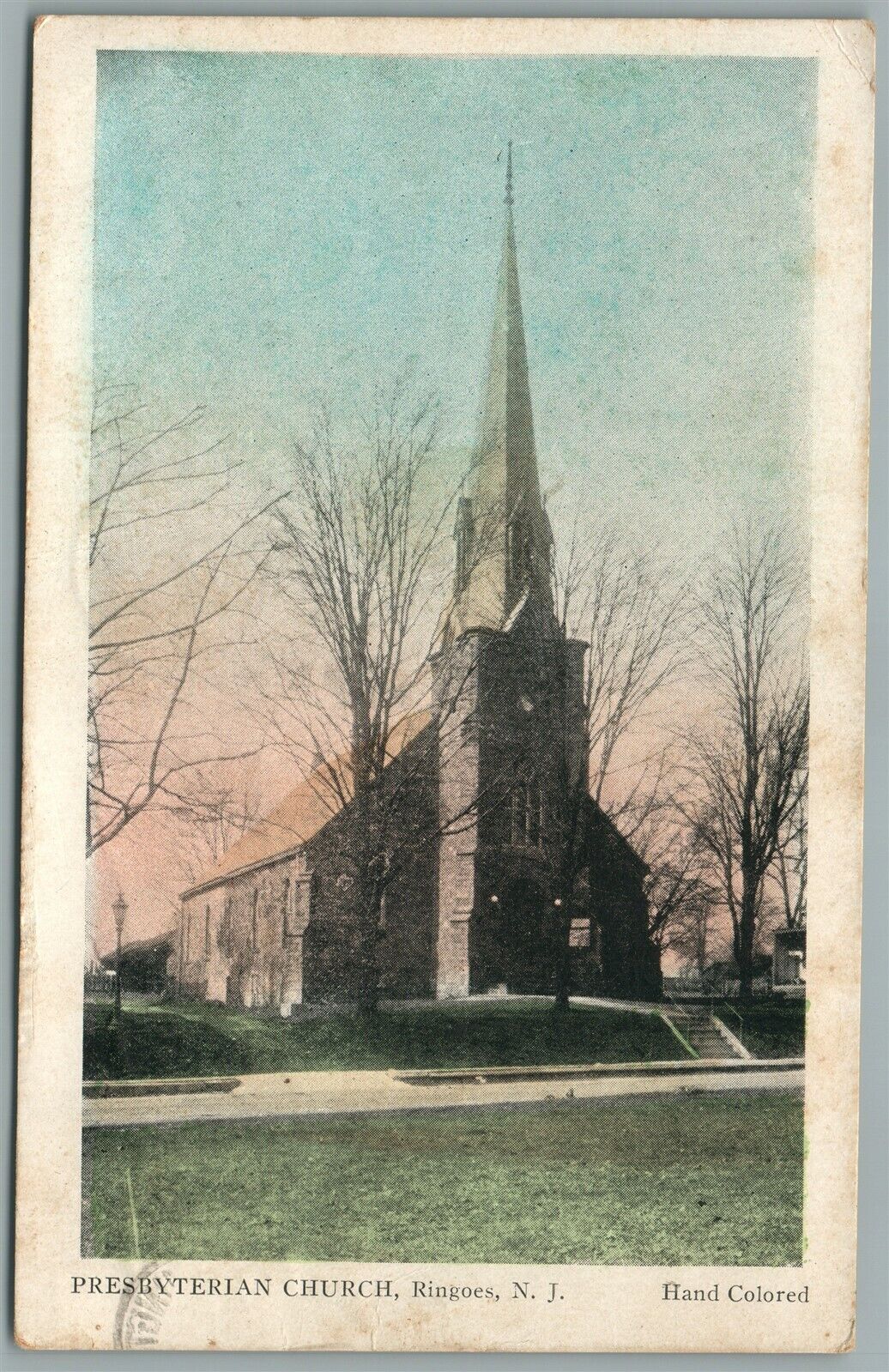RINGOES NJ PRESBYTERIAN CHURCH ANTIQUE POSTCARD