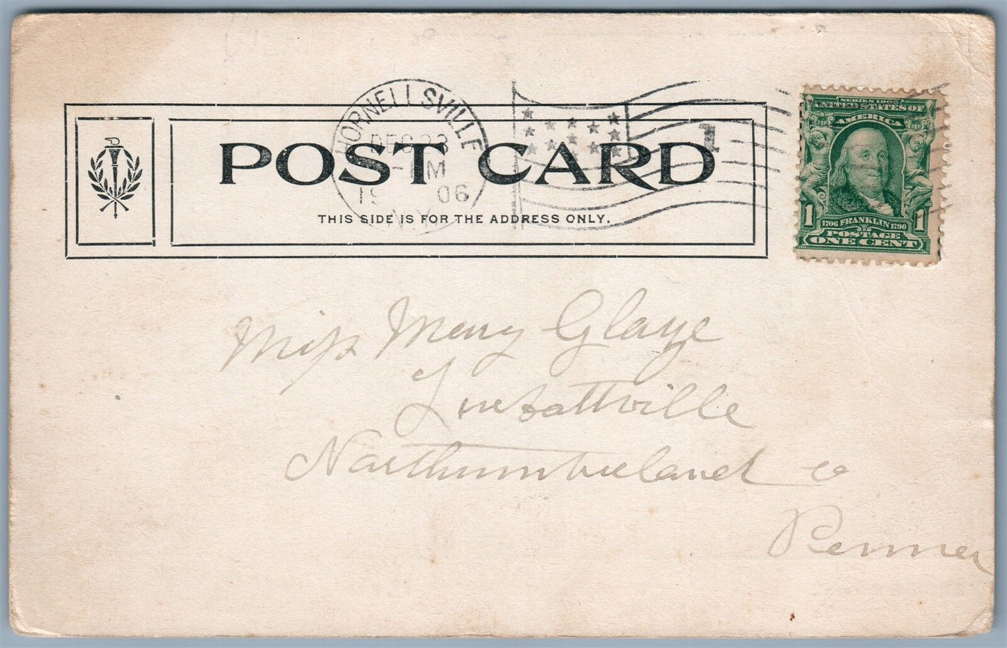 COLD SPRINGS NEW YORK STATE FISH HATCHERY 1906 UNDIVIDED ANTIQUE POSTCARD