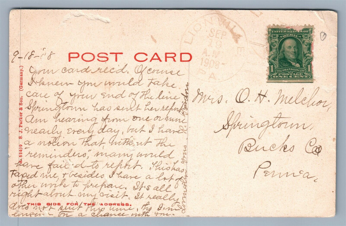 CEDARCROFT PA KENNETH SQUARE ANTIQUE POSTCARD