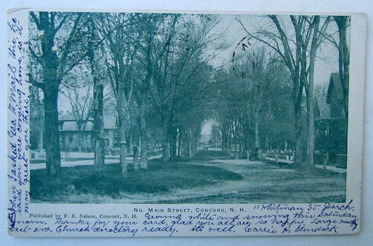 VINTAGE 1909 UNDIVIDED POSTCARD N. MAIN STREET CONCORD NH NEW HAMPSHIRE